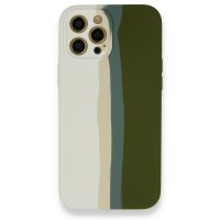 Newface iPhone 12 Pro Kılıf Ebruli Lansman Silikon - Beyaz-Yeşil