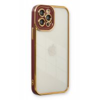 Newface iPhone 12 Pro Max Kılıf Liva Lens Silikon - Bordo