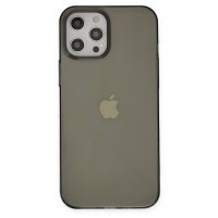 Newface iPhone 12 Pro Kılıf Pc Sert Şeffaf Kapak - Siyah