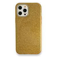 Newface iPhone 12 Pro Kılıf Simli Katmanlı Silikon - Gold