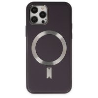 Newface iPhone 12 Pro Max Kılıf Coco Deri Magneticsafe Silikon - Derin Mor