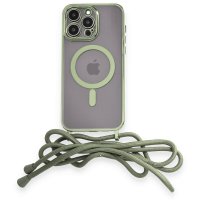 Newface iPhone 12 Pro Max Kılıf Divo Lazer Askılı Magsafe Kapak - Koyu Yeşil