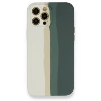 Newface iPhone 12 Pro Max Kılıf Ebruli Lansman Silikon - Beyaz-Gri