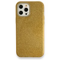 Newface iPhone 12 Pro Max Kılıf Simli Katmanlı Silikon - Gold