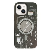 Newface iPhone 13 Kılıf Fosforlu Metal Slim Magneticsafe Kapak - Siyah