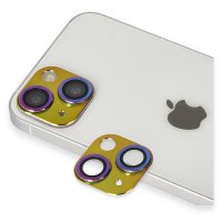 Newface iPhone 13 Mini Pers Alüminyum Kamera Lens - Rainbow