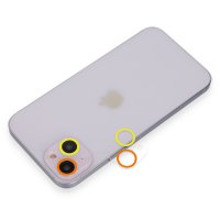 Newface iPhone 13 Mini Renkli Kamera Lens Koruma Cam - Sarı-Turuncu