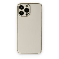 Newface iPhone 13 Pro Kılıf Coco Deri Silikon Kapak - Beyaz