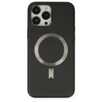 Newface iPhone 13 Pro Max Kılıf Coco Deri Magneticsafe Silikon - Siyah
