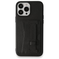 HDD iPhone 13 Pro Max Kılıf HD Deri Kartvizitli Kapak - Siyah