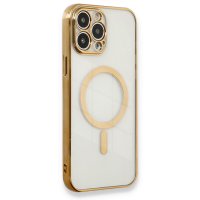 Newface iPhone 13 Pro Max Kılıf Magneticsafe Lazer Silikon - Gold