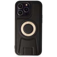 Newface iPhone 13 Pro Max Kılıf Merkür Magneticsafe Standlı Kapak - Siyah