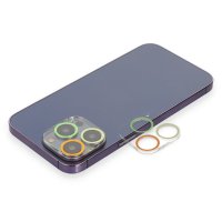 Newface iPhone 13 Pro Max Renkli Kamera Lens Koruma Cam - Sarı-Turuncu