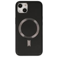 Newface iPhone 14 Kılıf Coco Deri Magneticsafe Silikon - Siyah