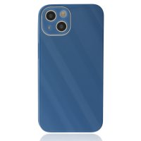 Newface iPhone 14 Kılıf Glass Kapak - Mavi