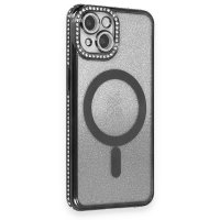 Newface iPhone 14 Kılıf Joke Simli Magneticsafe Kılıf - Siyah