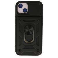 Newface iPhone 14 Kılıf Pars Lens Yüzüklü Silikon - Siyah
