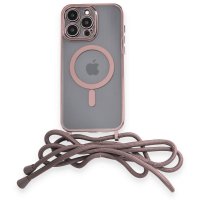 Newface iPhone 14 Pro Kılıf Divo Lazer Askılı Magsafe Kapak - Pembe