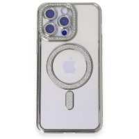Newface iPhone 14 Pro Kılıf Joke Simli Magneticsafe Kılıf - Gümüş