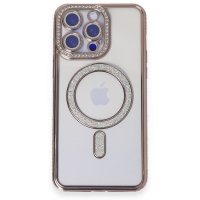 Newface iPhone 14 Pro Kılıf Joke Simli Magneticsafe Kılıf - Pembe