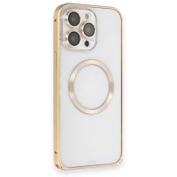 Joko iPhone 14 Pro Kılıf Metal Bumper Magneticsafe Kapak - Gold