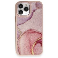 Newface iPhone 14 Pro Kılıf Moda Simli Kapak - Rose