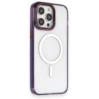 Newface iPhone 14 Pro Max Kılıf Dinamik Magneticsafe Silikon - Derin Mor