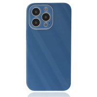 Newface iPhone 14 Pro Max Kılıf Glass Kapak - Mavi