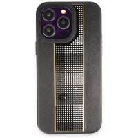 HDD iPhone 14 Pro Max Kılıf HBC-160 Almera Taşlı Kapak - Siyah