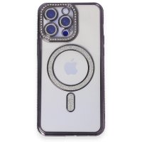 Newface iPhone 14 Pro Max Kılıf Joke Simli Magneticsafe Kılıf - Derin Mor