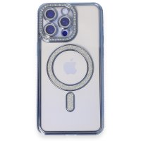 Newface iPhone 14 Pro Max Kılıf Joke Simli Magneticsafe Kılıf - Mavi