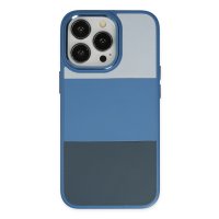 Newface iPhone 14 Pro Max Kılıf King Kapak - Açık Mavi-Lacivert