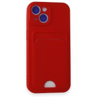 Newface iPhone 15 Kılıf Kelvin Kartvizitli Silikon - Kırmızı