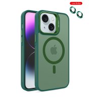 Joko iPhone 15 Plus Flet Lens Magsafe Kapak - Koyu Yeşil