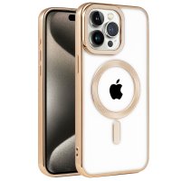 Newface iPhone 15 Pro Kılıf Kronos Magsafe Kapak - Gold