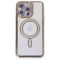 Newface iPhone 15 Pro Max Kılıf Joke Simli Magneticsafe Kılıf - Gold