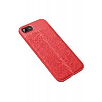 Newface iPhone SE 2020 Kılıf Focus Derili Silikon - Kırmızı