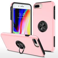 Newface iPhone 7 Plus Kılıf Elit Yüzüklü Kapak - Pembe