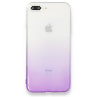 Newface iPhone 8 Plus Kılıf Lüx Çift Renkli Silikon - Mor