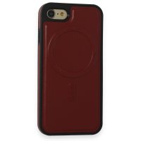 Newface iPhone SE 2020 Kılıf Ozzi Magsafe Deri Kapak - Kırmızı