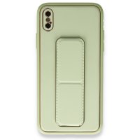 Newface iPhone X Kılıf Coco Deri Standlı Kapak - Su Yeşili