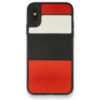 Newface iPhone XS Max Kılıf Sky Deri Silikon - Kırmızı