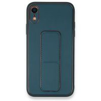 Newface iPhone XR Kılıf Coco Deri Standlı Kapak - Mavi