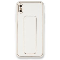 Newface iPhone XS Kılıf Coco Deri Standlı Kapak - Beyaz