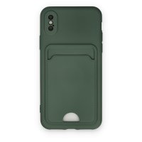 Newface iPhone XS Kılıf Kelvin Kartvizitli Silikon - Koyu Yeşil
