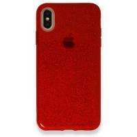 Newface iPhone XS Max Kılıf Simli Katmanlı Silikon - Kırmızı