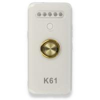 Newface LG K61 Kılıf Gros Yüzüklü Silikon - Gold
