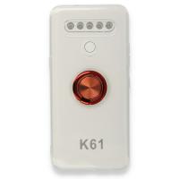 Newface LG K61 Kılıf Gros Yüzüklü Silikon - Kırmızı