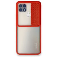 Newface Oppo A15S Kılıf Palm Buzlu Kamera Sürgülü Silikon - Kırmızı
