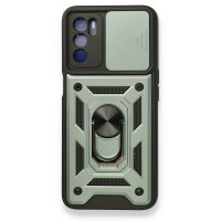 Newface Oppo A55 Kılıf Pars Lens Yüzüklü Silikon - Yeşil